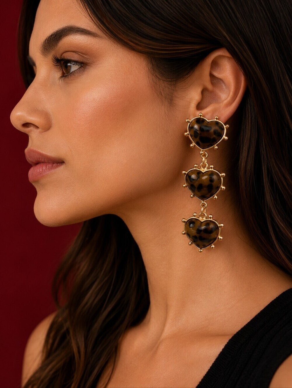 3/$30 CATO Leopard Print Heart Festival Drop Dangle Post Earrings
